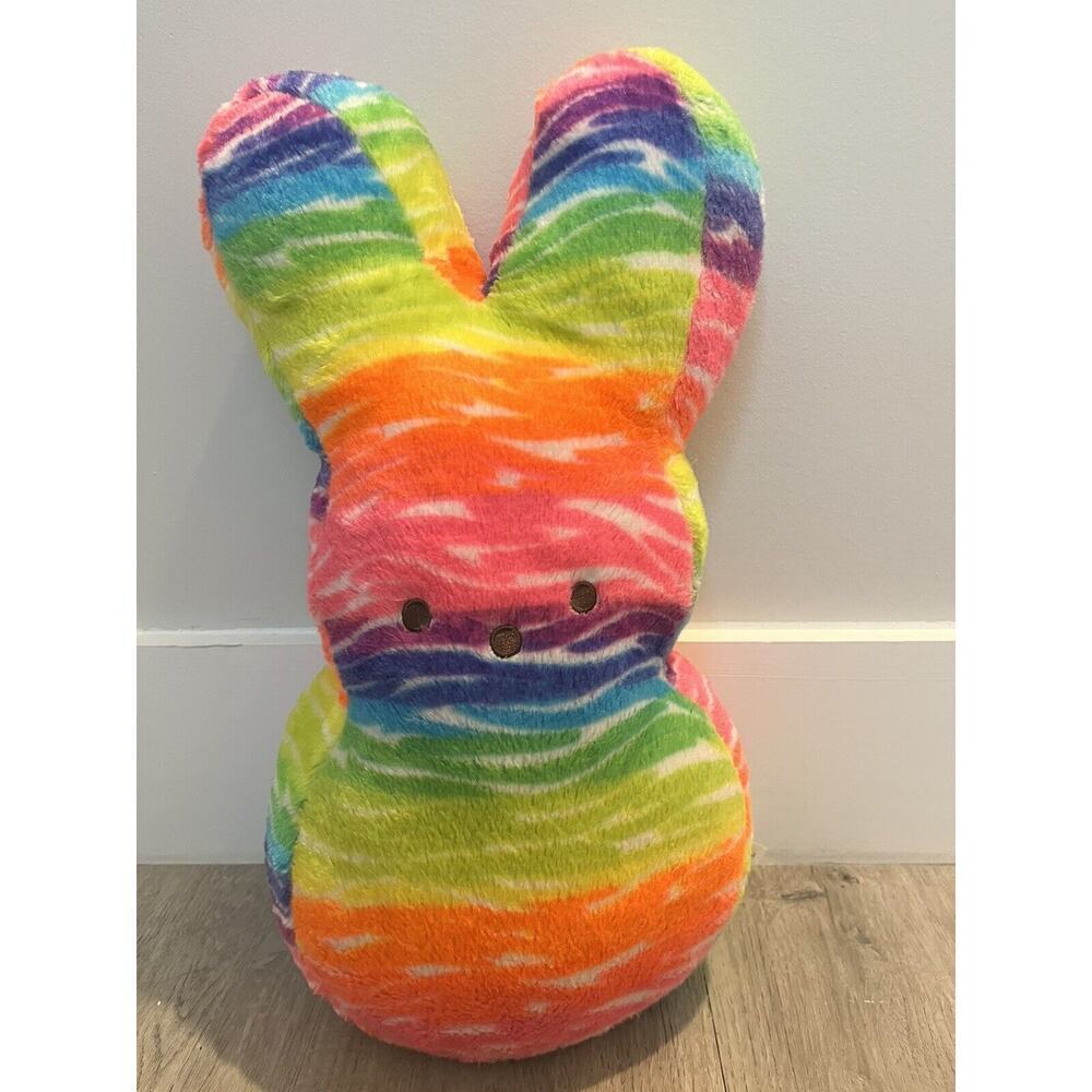 Peeps Easter Bunny Plush 2018 Vintage 17” Tie Dye Neon Rainbow Rabbit Just Born